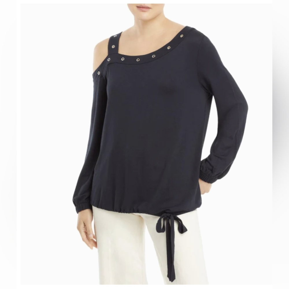 $58 Single Thread Women's Black Grommet Cold Shoulder, size XL